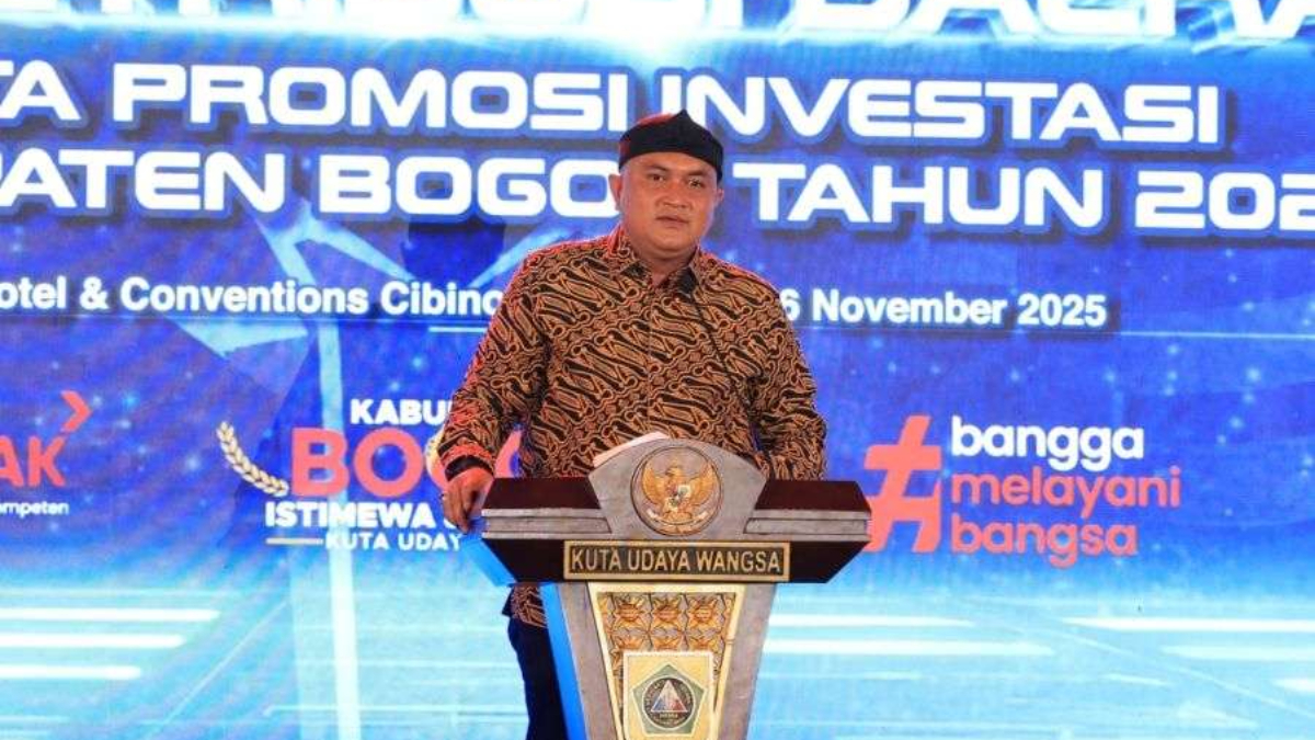 Bupati Bogor Rudy Susmanto dalam acara Anugerah Pajak dan Retribusi Daerah serta Promosi Investasi 2025 beberapa&nbsp;waktu lalu.&nbsp;