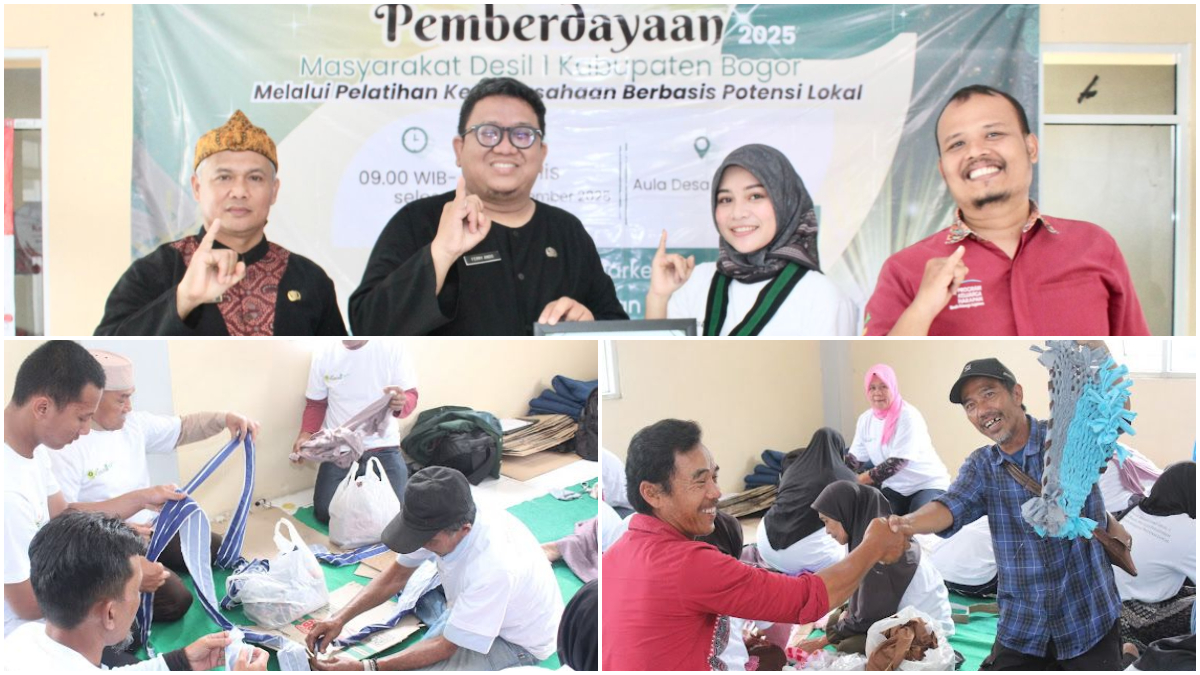 Pelatihan kewirausahaan berbasis potensi lokal untuk masyarakat Desil 1 yang digelar Dinas Sosial Kabupaten Bogor berkolaborasi dengan HMI Komisariat Djuanda.