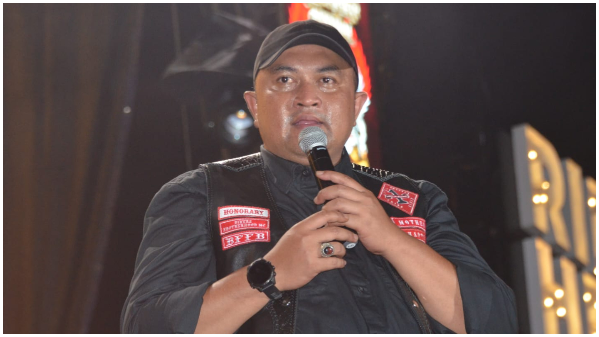Bupati Bogor Rudy Susmanto saat mengajak seluruh pihak bantu korban bencana dalam acara Bogor Bike Festival.