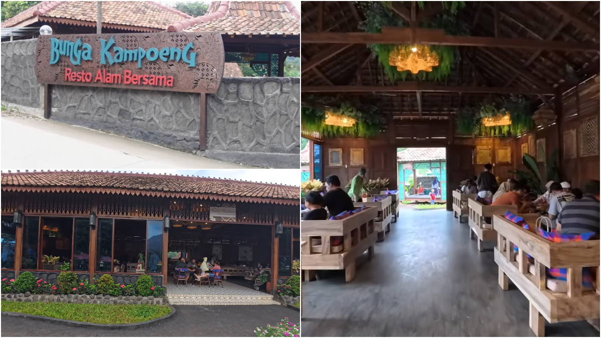 Kuliner keluarga di Bunga Kampoeng Resto Alam Bersama, Sentul, Bogor.