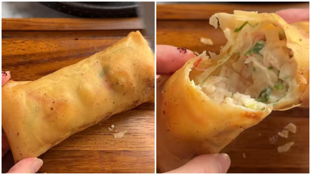 Tampilan Crab Ragoon Burrito Camilan yang Gurih dan Creamy.