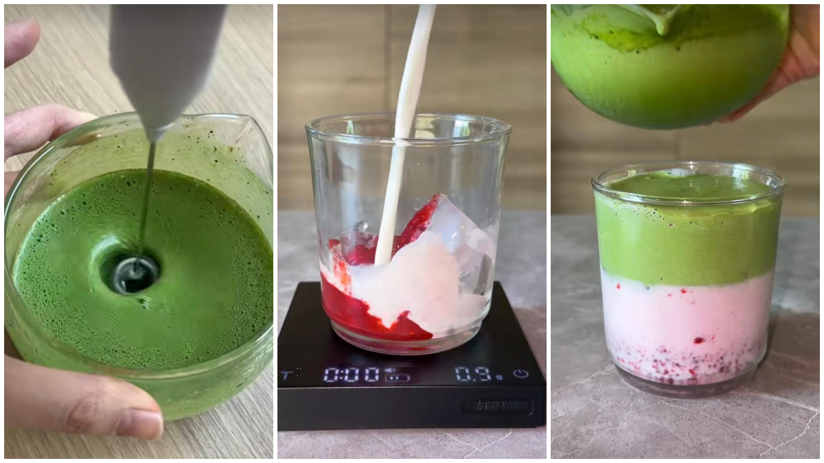 Strawberry Matcha Clouds minuman segar yang menghadirkan sensasi relaks.