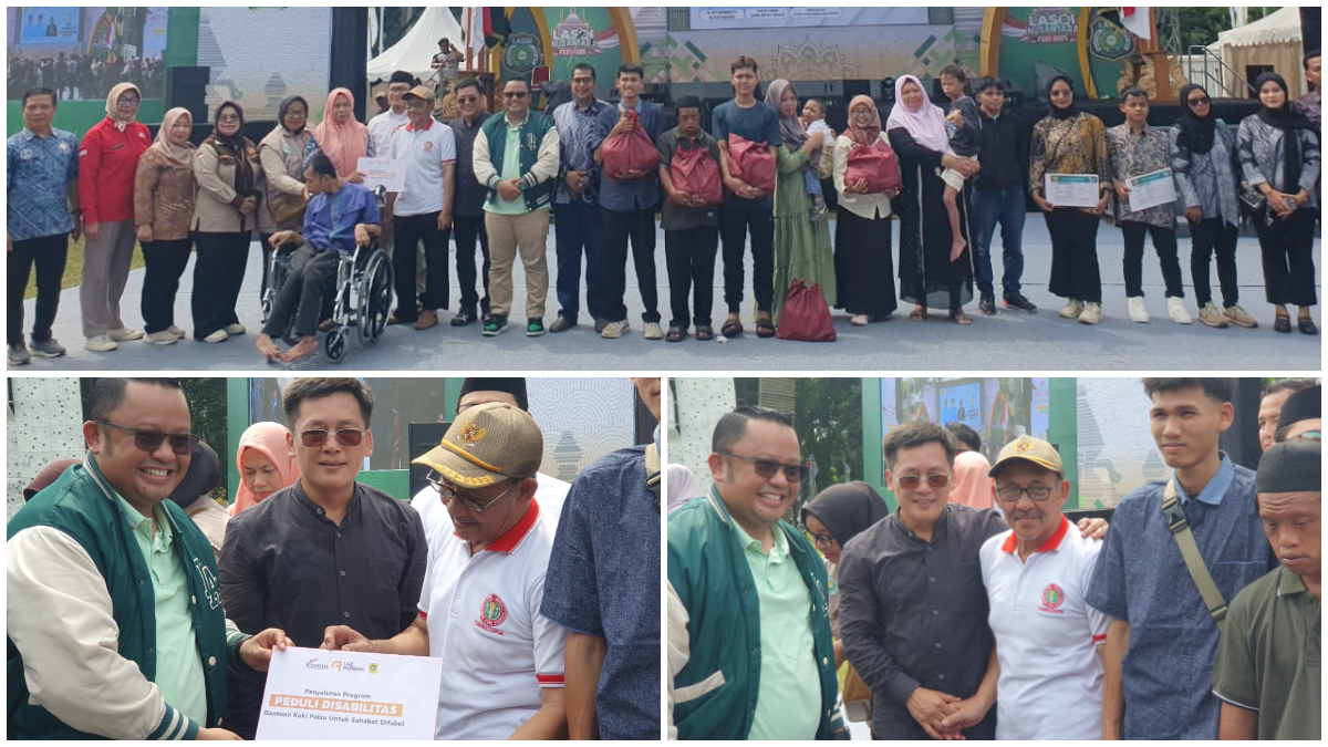 Rudy Manggala saat menerim bantuan simbolis kaki palsu dari LAZ Rabbani dan Pemkab Bogor.