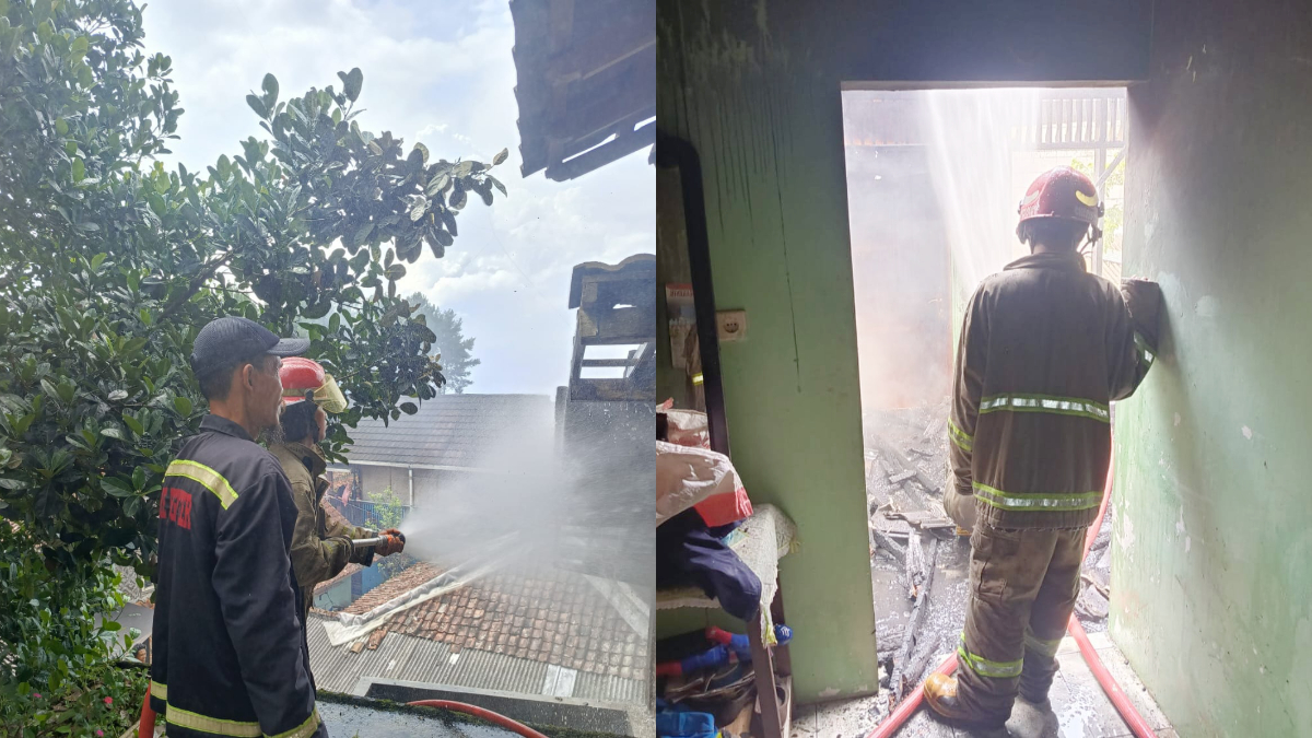 Rumah warga di Kampung Tapos, Desa Citapen, Kecamatan Ciawi, Kabupaten Bogor kebakaran Sabtu, 6 Desember 2025.