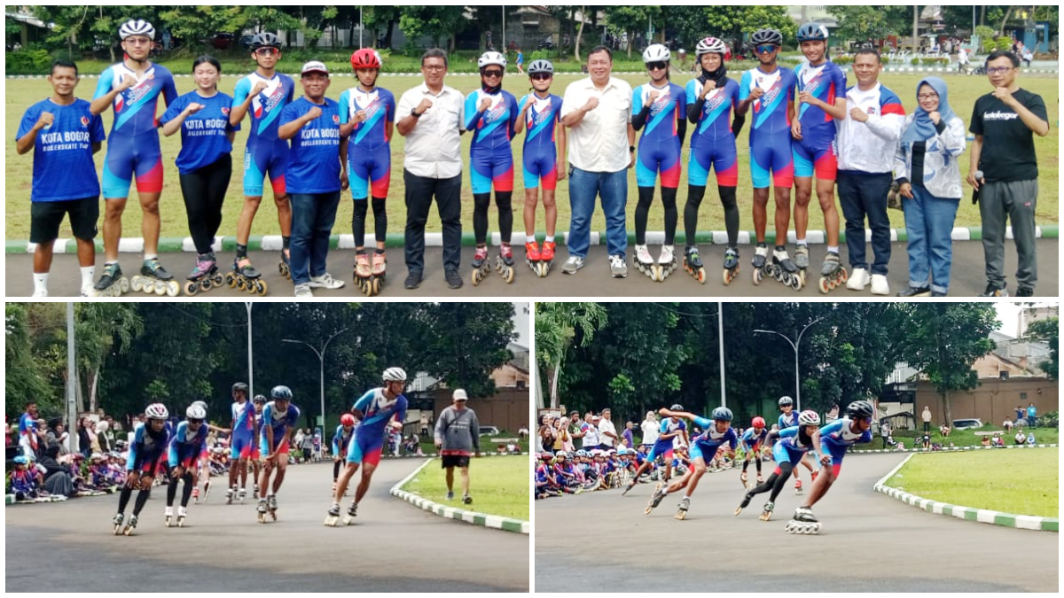 Atlet Sepatu Roda Kota Bogor dilepas mengikuti BK Porprov Jawa Barat 2026 di Lapangan Kresna Indraprasta, Minggu 7 Desember 2025.