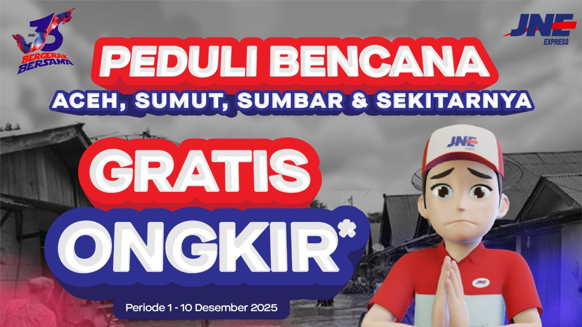 JNE gratiskan bantuan ke wilayah terdampak bencana alam di Sumatera dan Aceh.