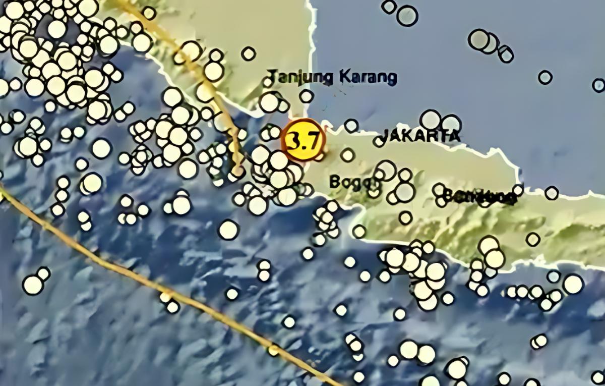 Gempa berkekuatan Magnitudo 3,7 Guncang Wilayah Anyer Banten.