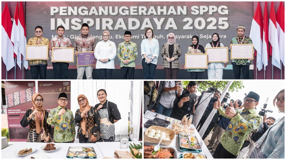 Menteri Koordinator Pemberdayaan Masyarakat (Menko PM) Cak Imin bersama 20 SPPG peraih penghargaan SPPG Insiradaya 2025.