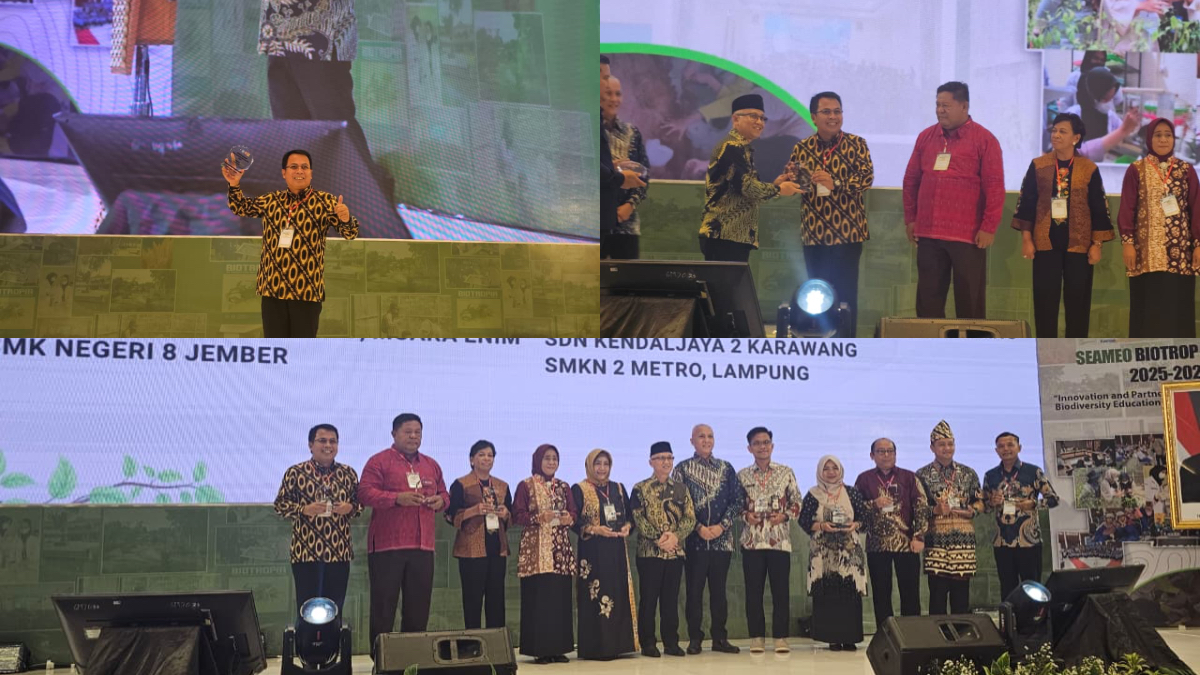 Kepala SMAN 2 Kota Bogor Bambang Aryan terima penghargaan Best Implementer Urban Farming dari SEAMEO BIOTROP.