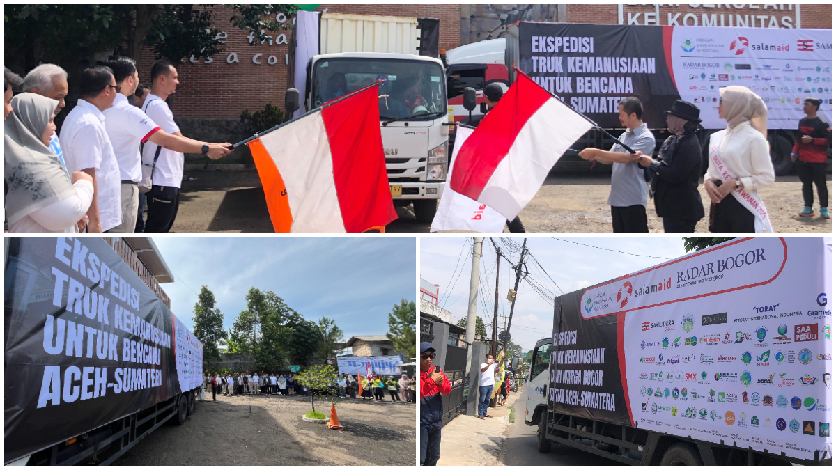 Seremoni pelepasan truk ekspedisi kemanusiaan ke Sumatera.