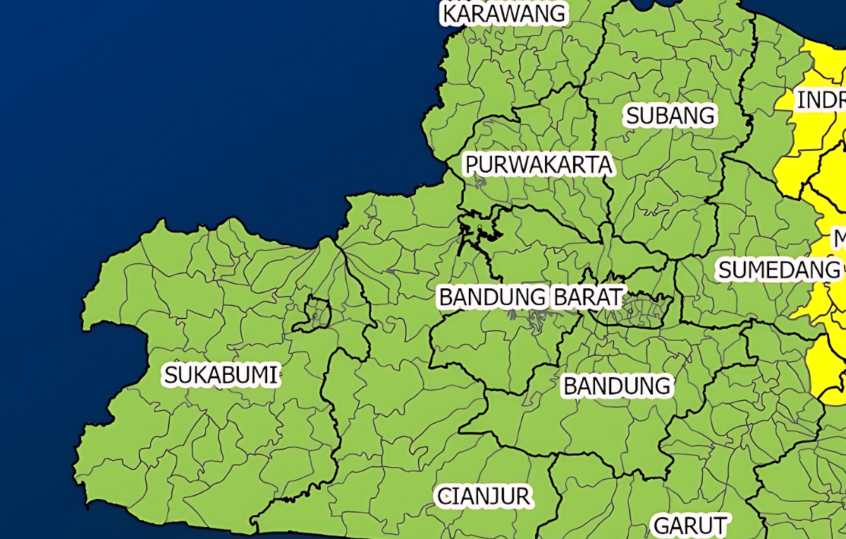 Prakiraan cuaca di sekitar Bogor, Cirebon hingga Bekasi.