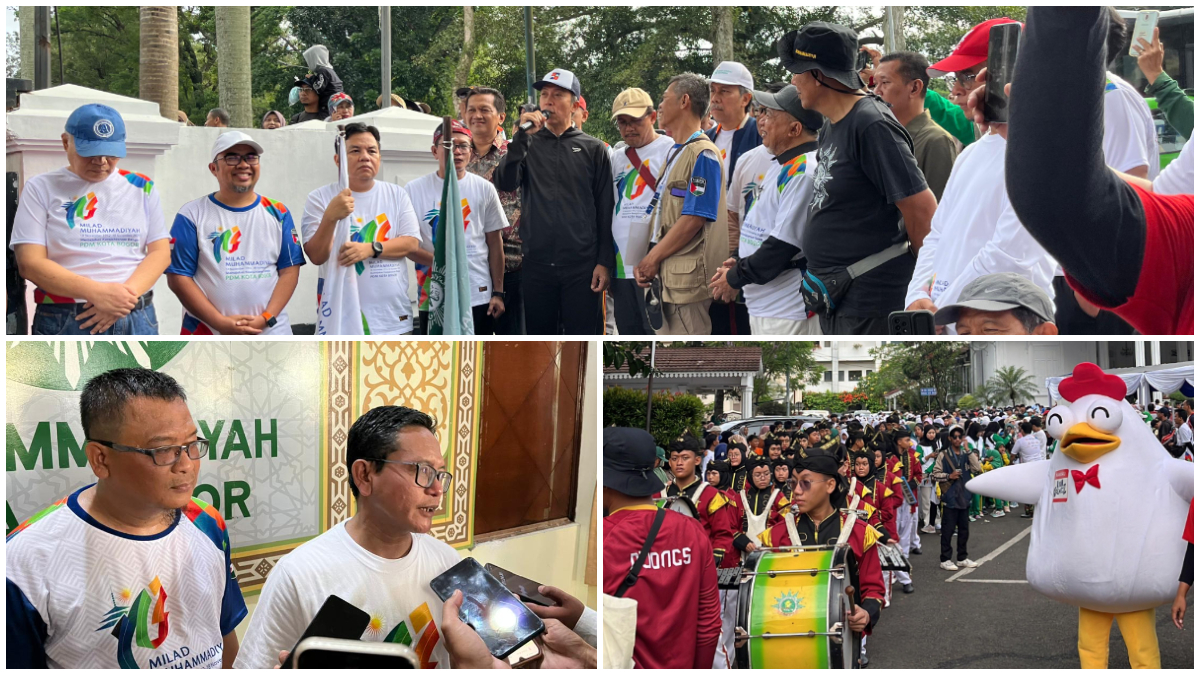 Pelepasan peserta Jalan Sehat Puncak Milad ke 113 Muhammadiyah di Balai Kota Bogor.