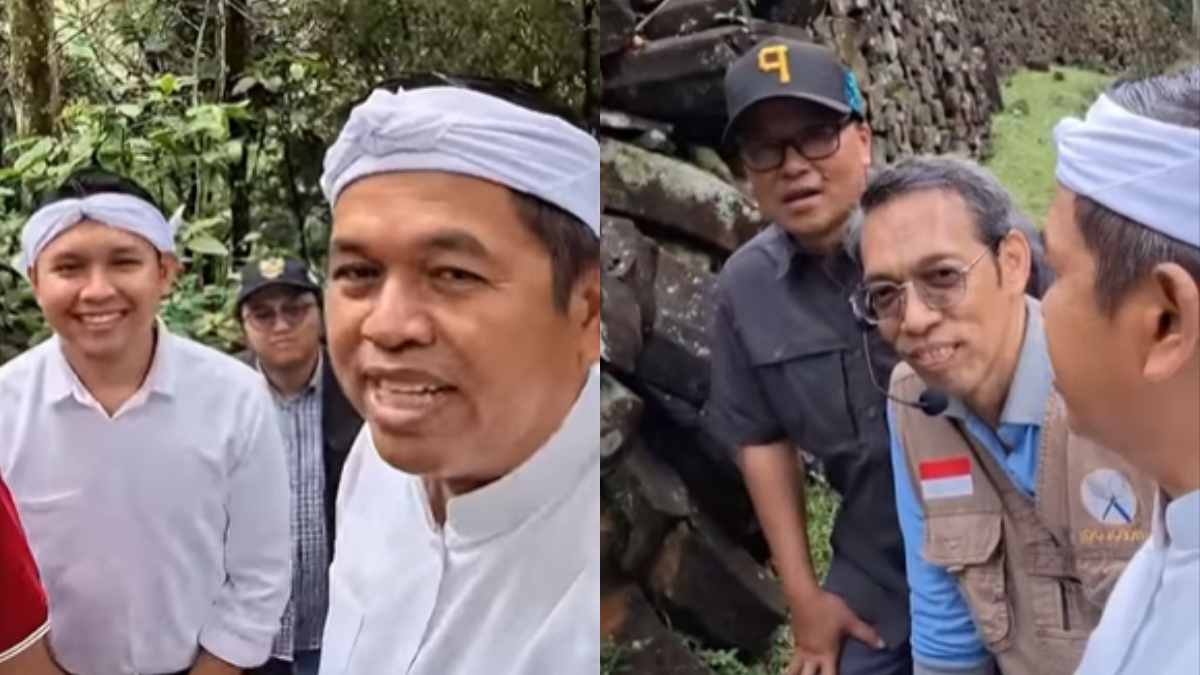 Gubernur Jawa Barat Dedi Mulyadi berada di lokasi Situs Gunung Padang di Kabupaten Cianjur Senin, 15 Desember 2025.