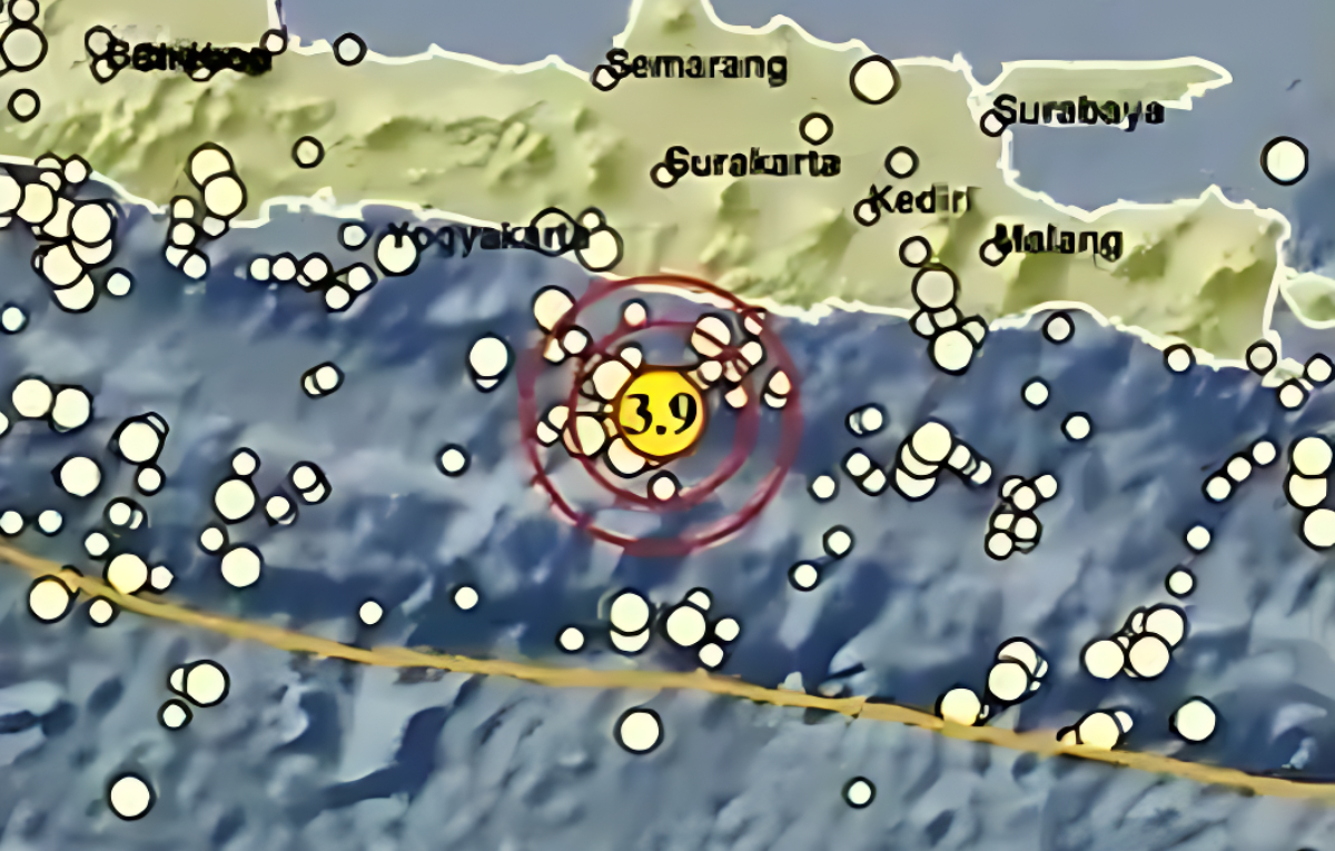 Hari Ini gempa dengan magnitudo 3,9 mengguncang kawasan Barat Daya, Pacitan, Jawa Timur.