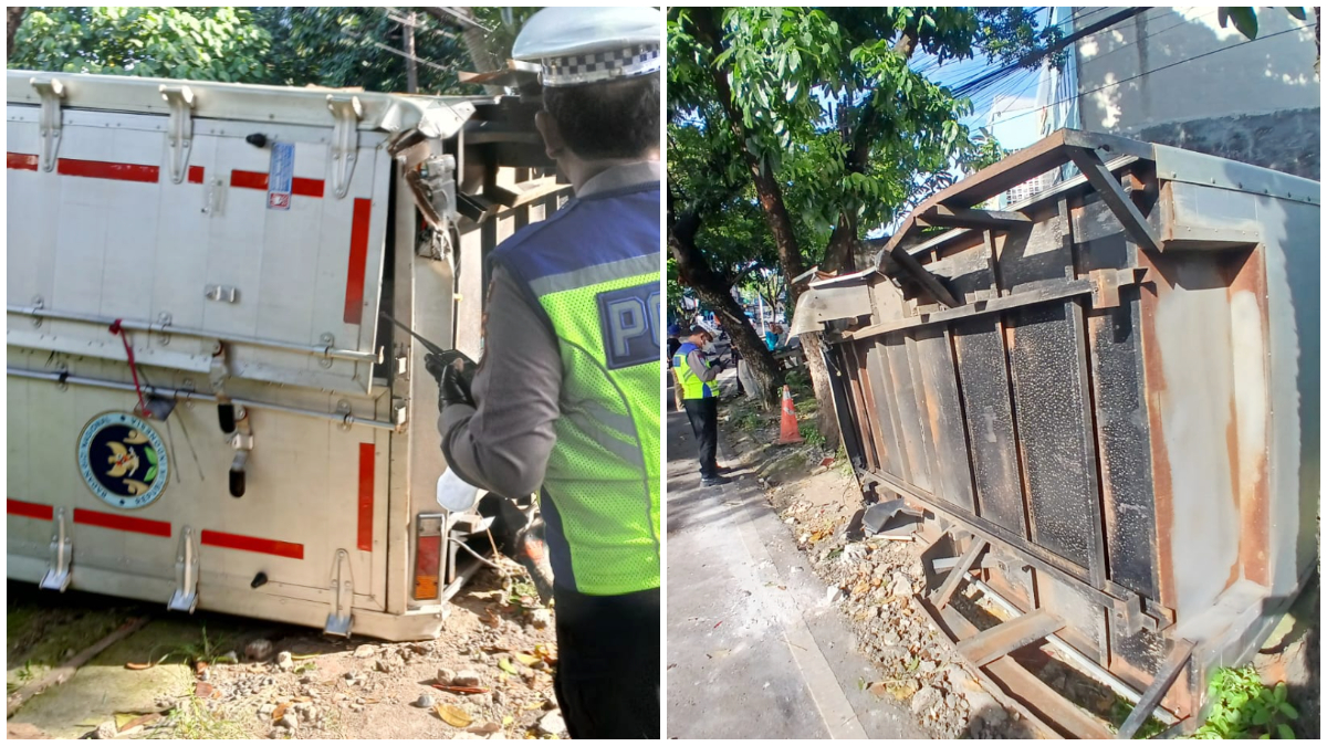 Kondisi mobil MBG yang alami kecelakaan di Kota Depok Selasa pagi.