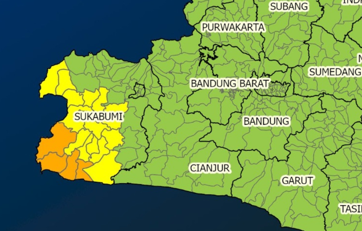 BMKG keluarkan peringatan dini cuaca ekstrem di kawasan Sukabumi.