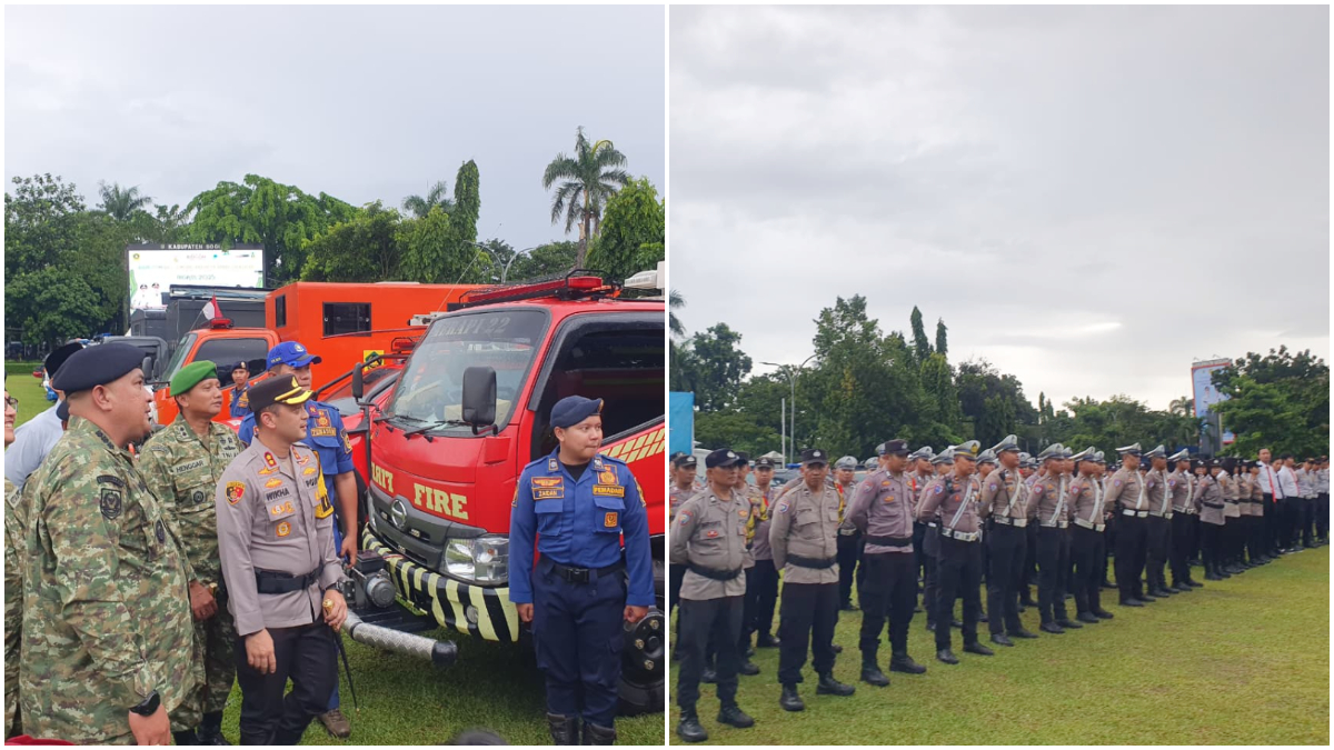 Polres Bogor menggelar apel gelar pasukan operasi lilin jelang Natal dan tahun baru di Lapangan Tegar Beriman, Cibinong, Kabupaten Bogor.