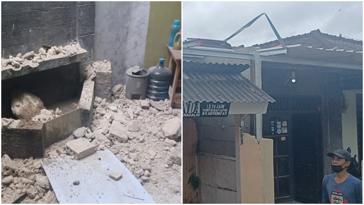 Angin puting belilung melanda Gang Oding, Desa Sirnagalih, Kecamatan Tamansari, Kabupaten Bogor.