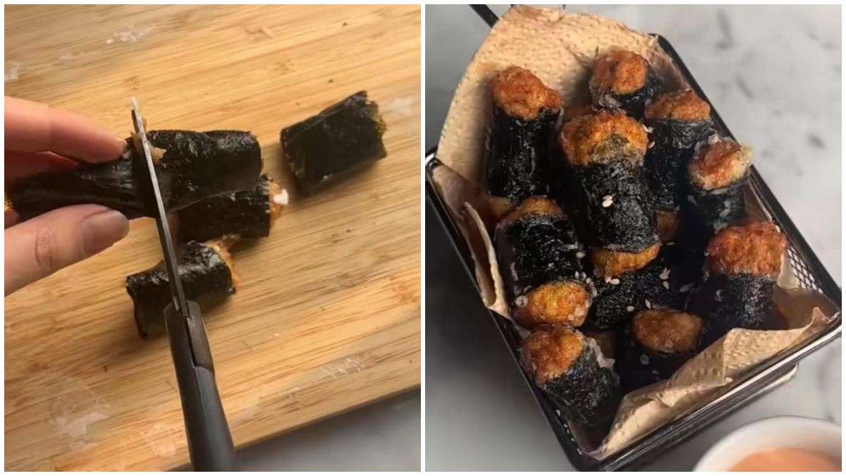 Resep membuat Chicken Seaweed Roll.