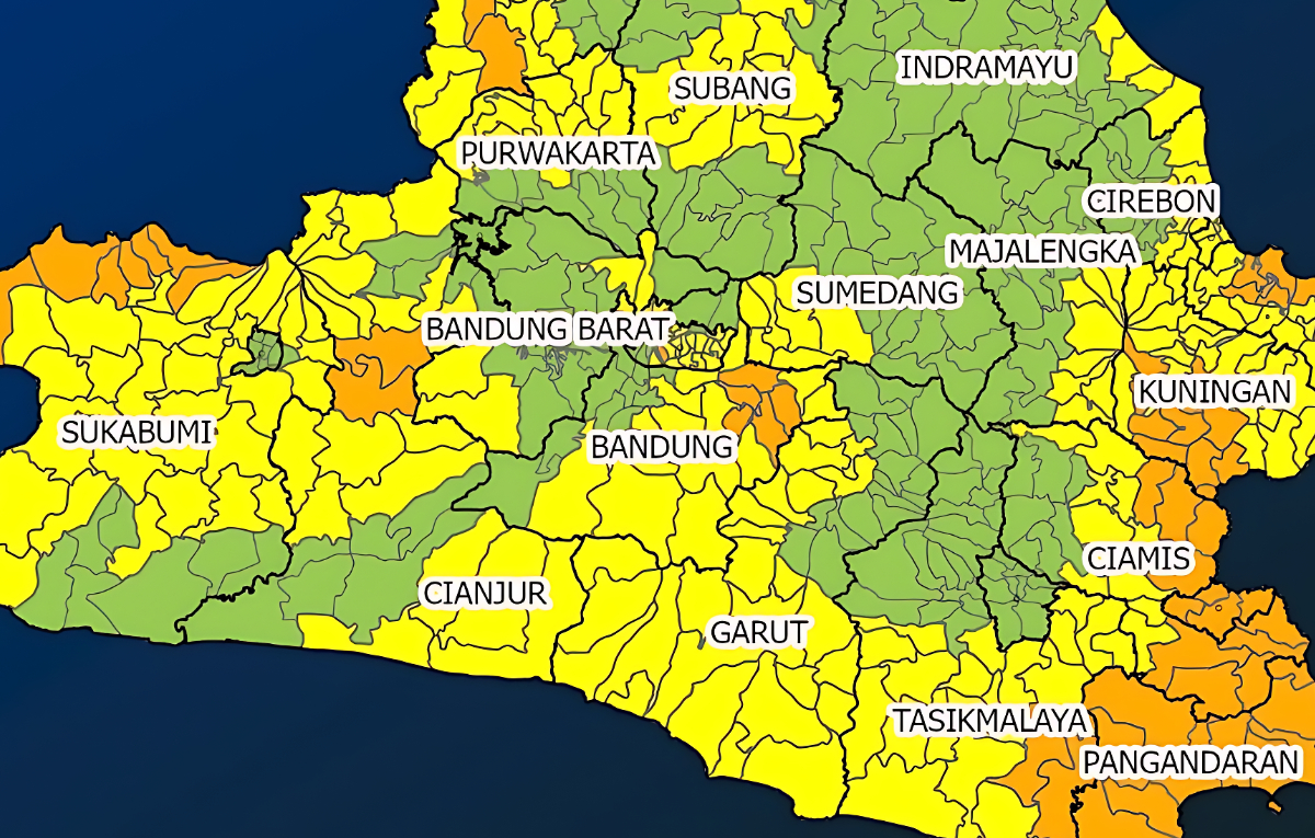 Prakiraan cuaca di Jawa Barat, Minggu 21 Agustus 2025.