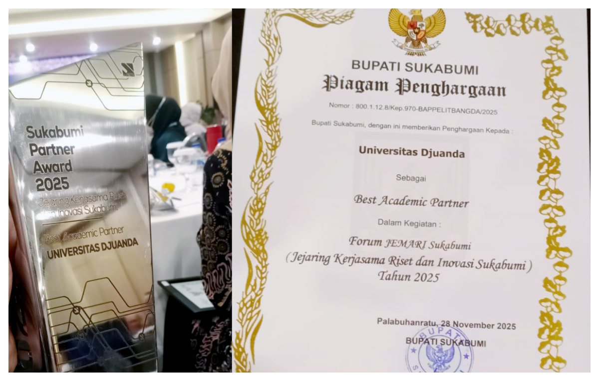Unida Bogor meraih Sukabumi Partner Award 2025 kategori Best Academic Partner.