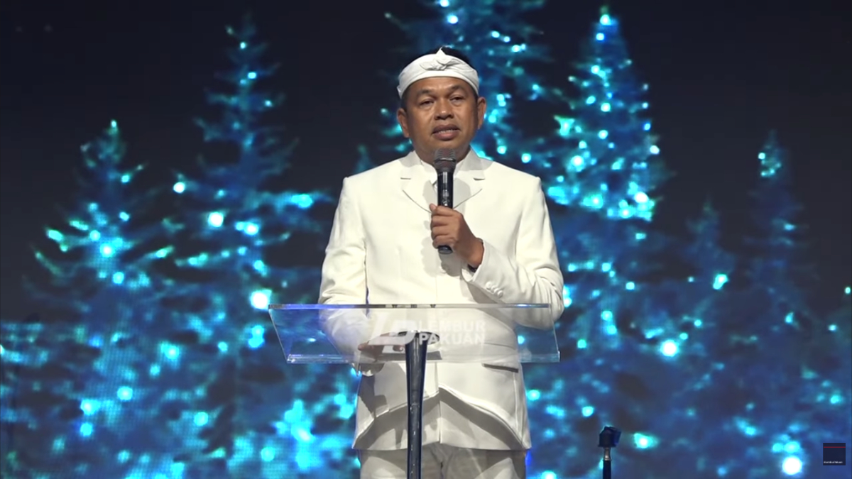 Gubernur Jawa Barat Dedi Mulyadi saat menghadiri perayaan Natal keluarga besar PSPI-R DAN PPOI