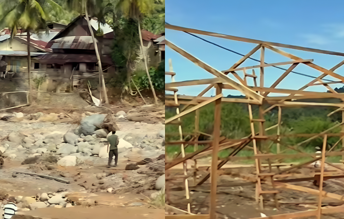 Pembangunan Huntara dilakukan dengan semangat gotong royong, melibatkan Tagana lintas daerah.
