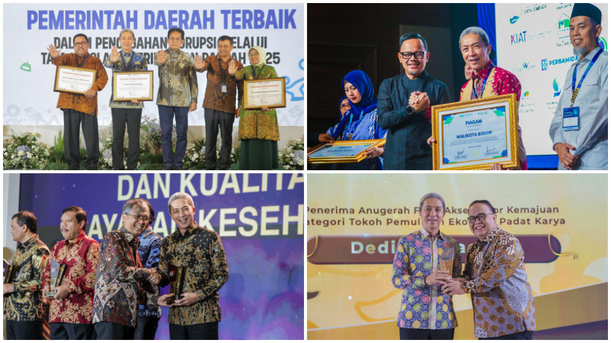 Wali Kota Dedie Rachim saat menerima penghargaan untuk Pemkot Bogor selama 2025.