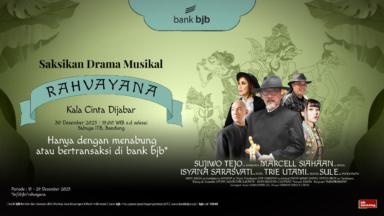 Drama Musikal Rahvayana: Kala Cinta Dijabar, sebuah pertunjukan kolosal yang akan digelar pada 30 Desember 2025 di Sabuga ITB, Bandung.