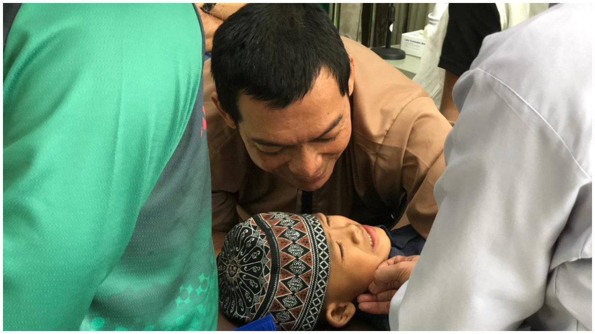 Salah seorang peserta yang mengikuti kegiatan Khitanan Ceria di Masjid Al Ikhlas TSP Bogor