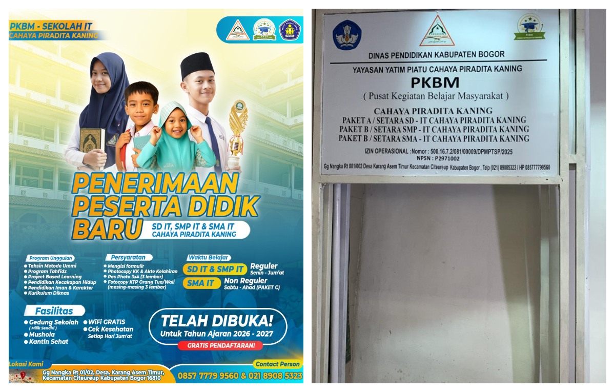PKBM Cahaya Piradita Kaning, siap menerima murid baru.