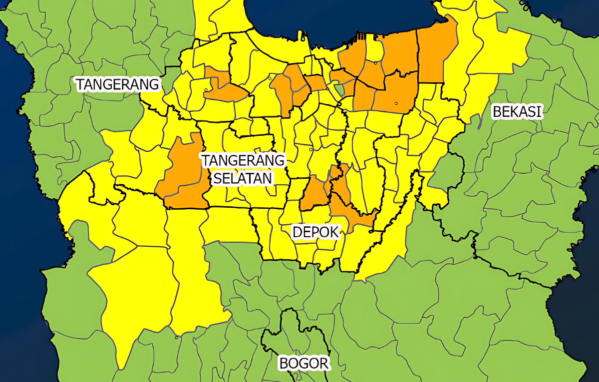 Prakiraan cuaca di Jabodetabek.