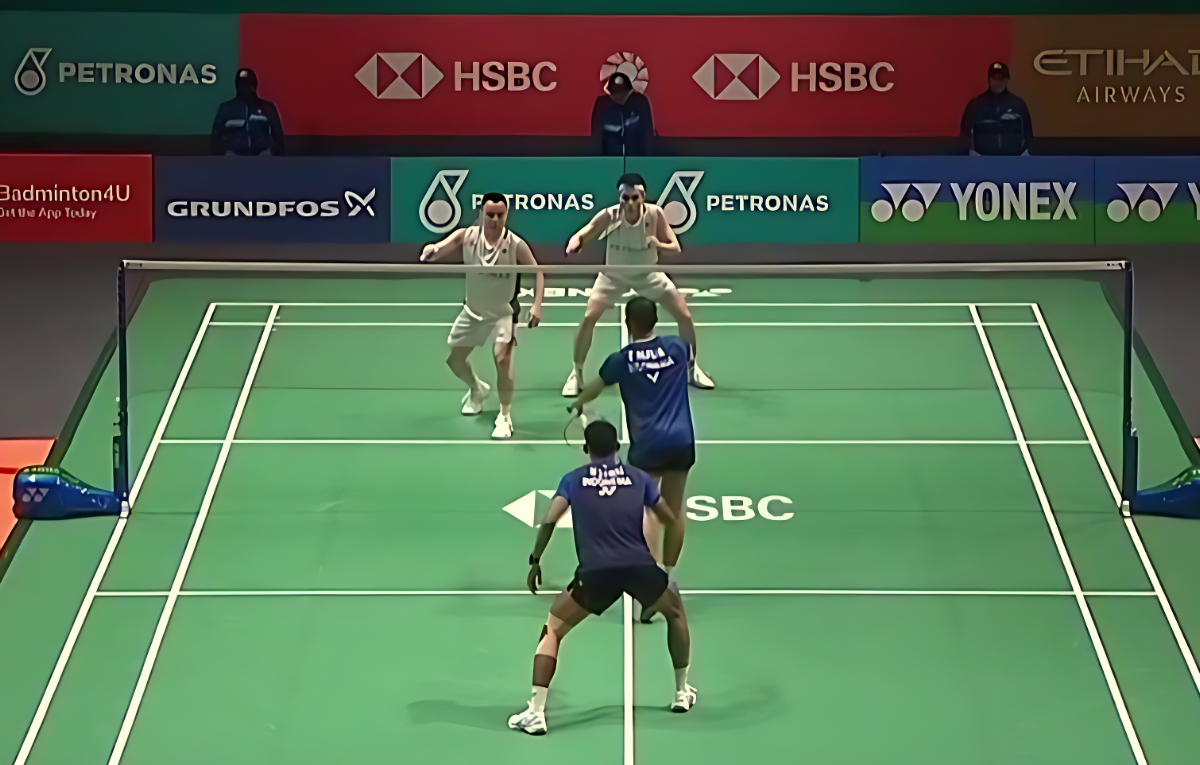 Pasangan Aaron Chia/Soh Wooi Yik saat melawan Fajar Alfian/Muhammad Shohibul Fikri di Malaysia Open 2026.