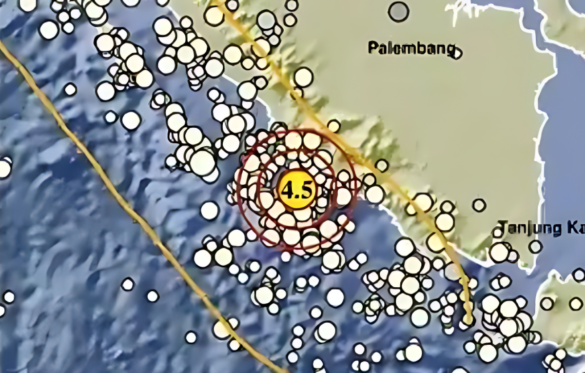 Gempa Magnitudo 4,5 Guncang Barat Daya Bengkulu Selatan, Selasa 13 Januari 2026.
