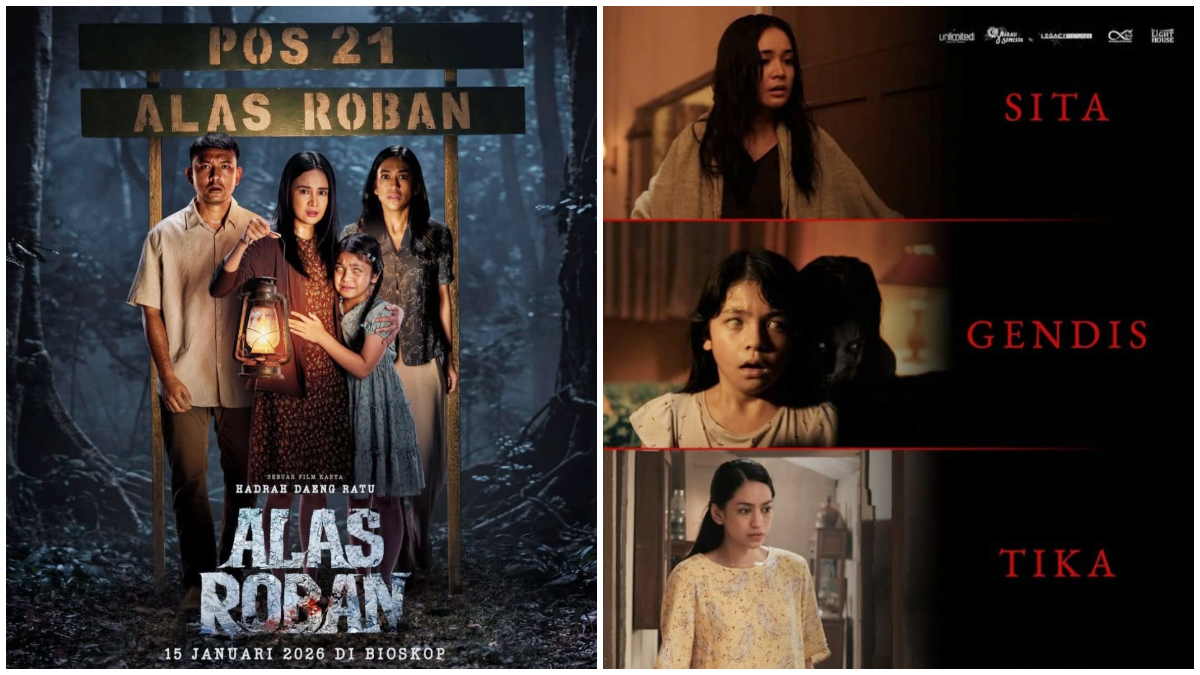 Poster dan tokoh film horor dari kisah nyata Alas Roban.