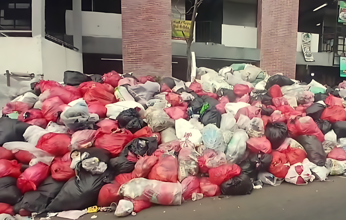 Berbagai jenis sampah menumpuk di pinggir jalan kawasan Tangsel.
