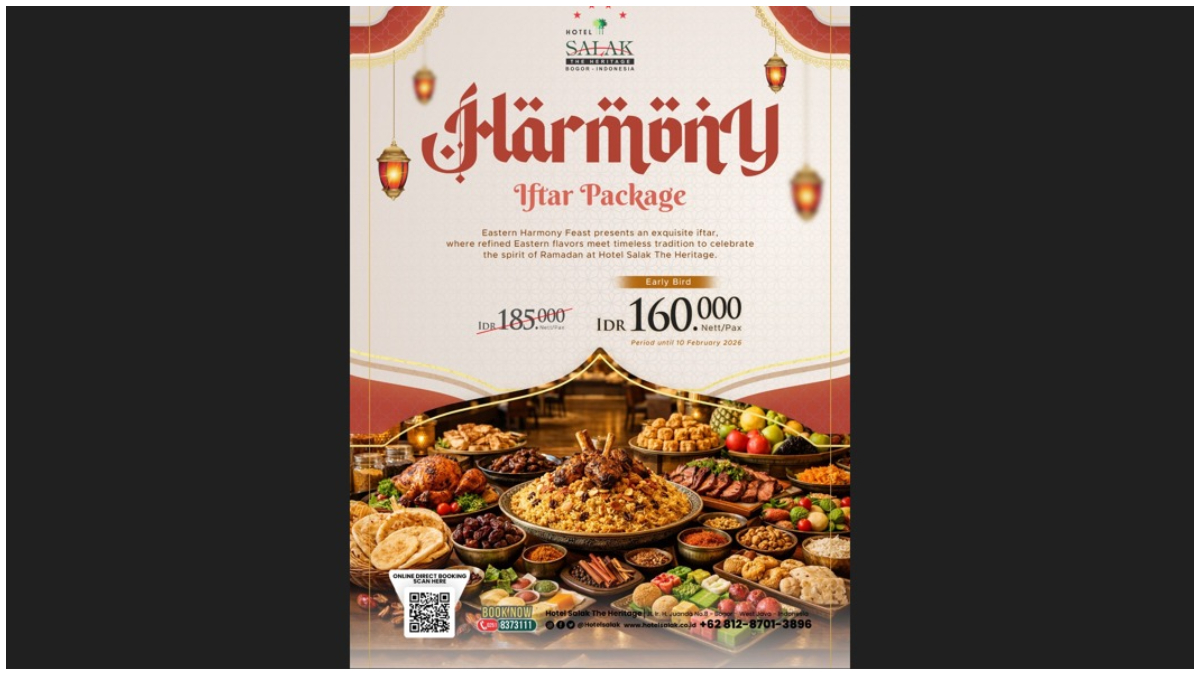 Hotel Salak The Heritage Bogor menawarkan paket berbuka puasa Harmony Iftar