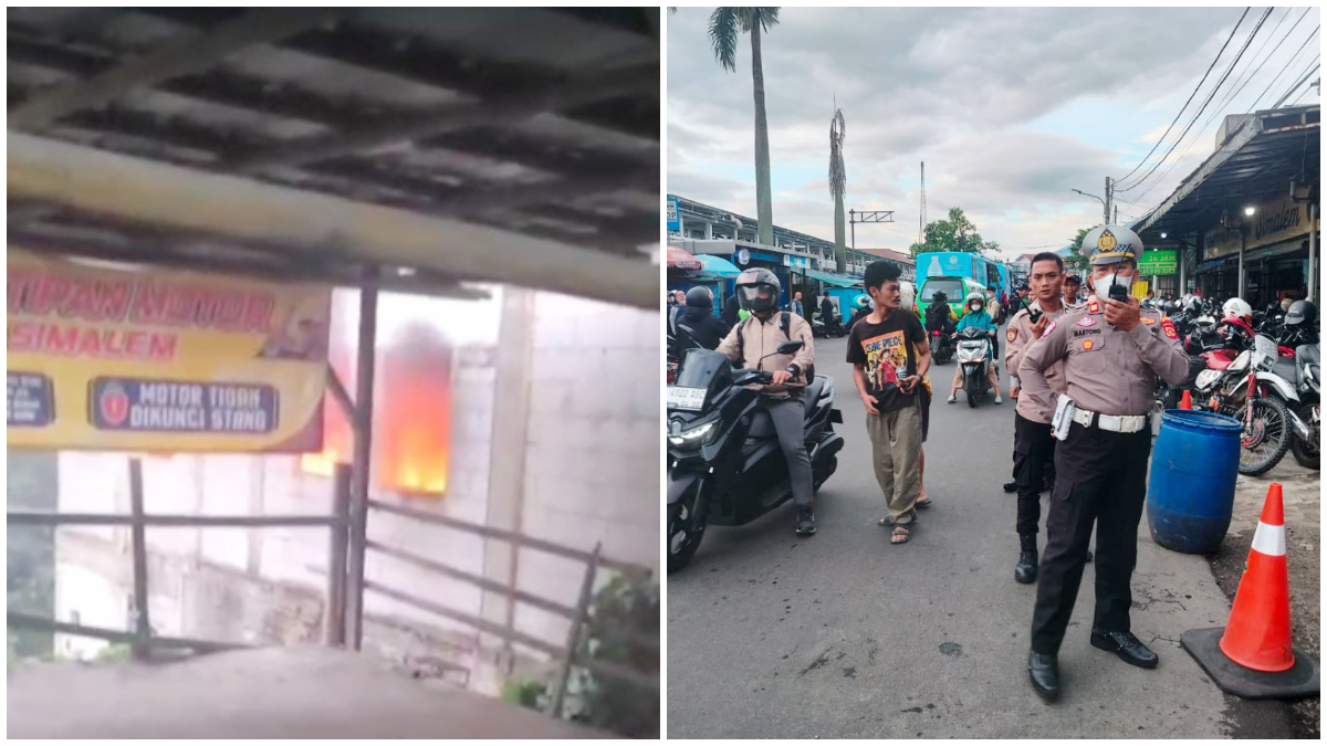 Kondisi kebakaran tempat penitipan motor di depan Stasiun Bogor.