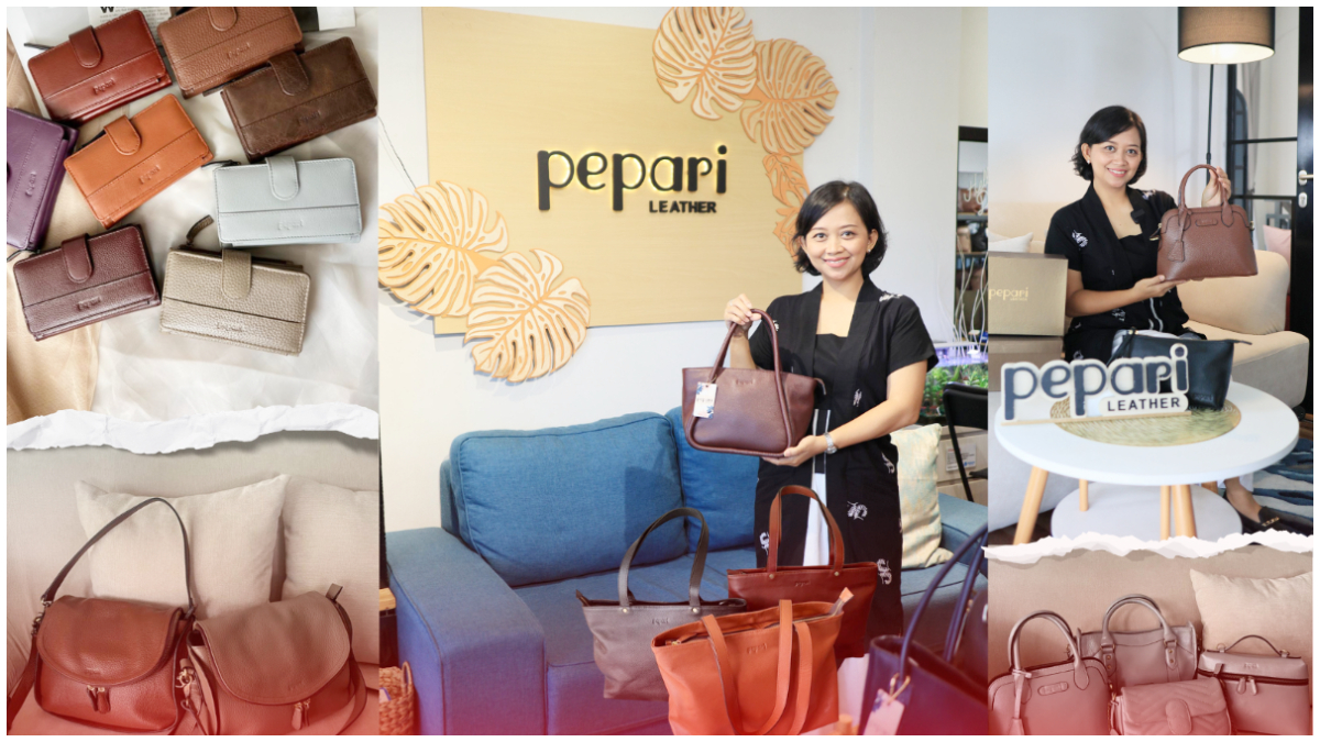 Peppy Megawati, pemilik Pepari Leather dengan sejumlah produknya.
