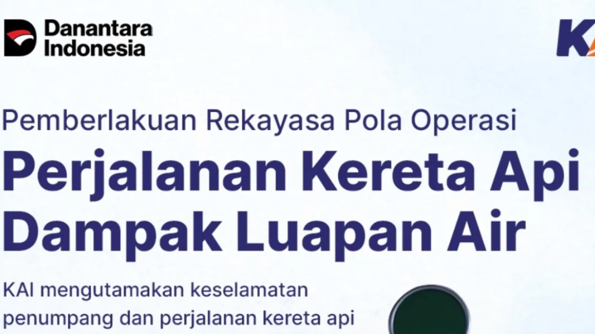 Pengumuman KAI soal rekayasa perjalanan kereta api akibat adanya banjir.