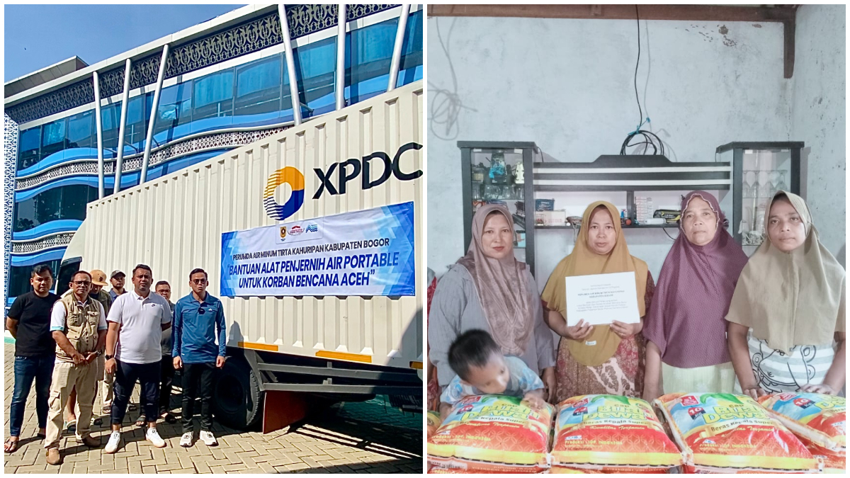 Perumda Air Minum Tirta Kahuripan Kabupaten Bogor saat mengikirimkan bantuan untuk warga Aceh dan Sumatera.