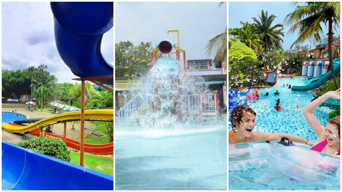 Suasana wahana dan area kolam di Marcopolo Water Adventure Bogor.