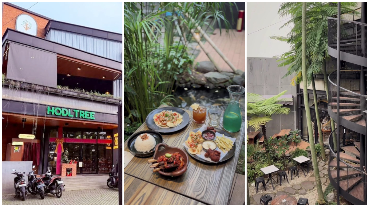 Suasana HOLD TREE Pakansari, coffeeshop dua lantai dengan konsep garden di kawasan Pakansari, Bogor.