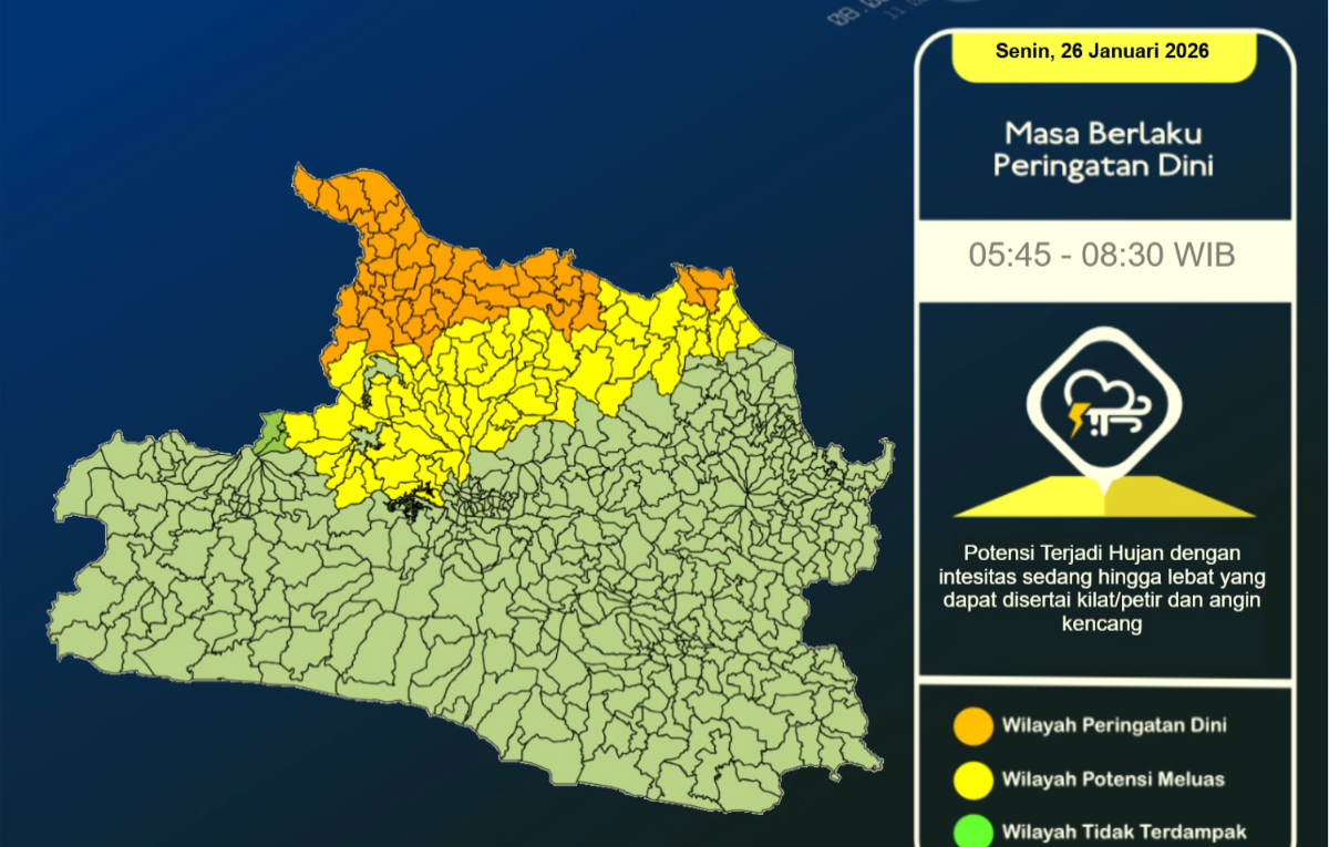 Masyarakat Jawa Barat termasuk Bogor diimbau meningkatkan kewaspadaan terhadap potensi&nbsp;hujan deras.