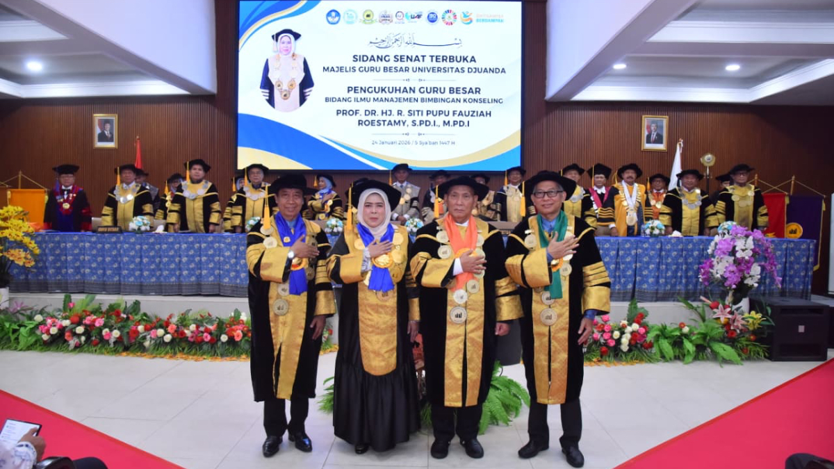 Pengukuhan Rektor Unida Bogor menjadi guru besar Bidang Manajemen Bimbingan Konseling.