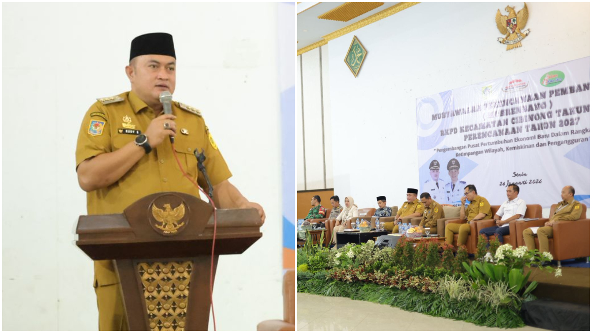 Bupati Bogor Rudy Susmanto saat hadir pada Musyawarah Perencanaan Pembangunan (Musrenbang) RKPD Kecamatan Cibinong Tahun 2026 di Kecamatan Cibinong, Senin, 26 Januari 2026.
