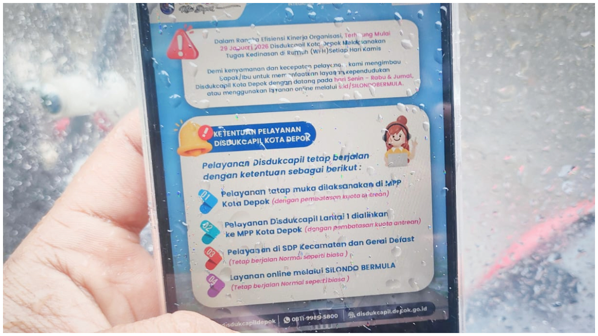 Ketentuan pelayanan Disdukcapil Kota Depok saat penerapa WFH setiap Kamis