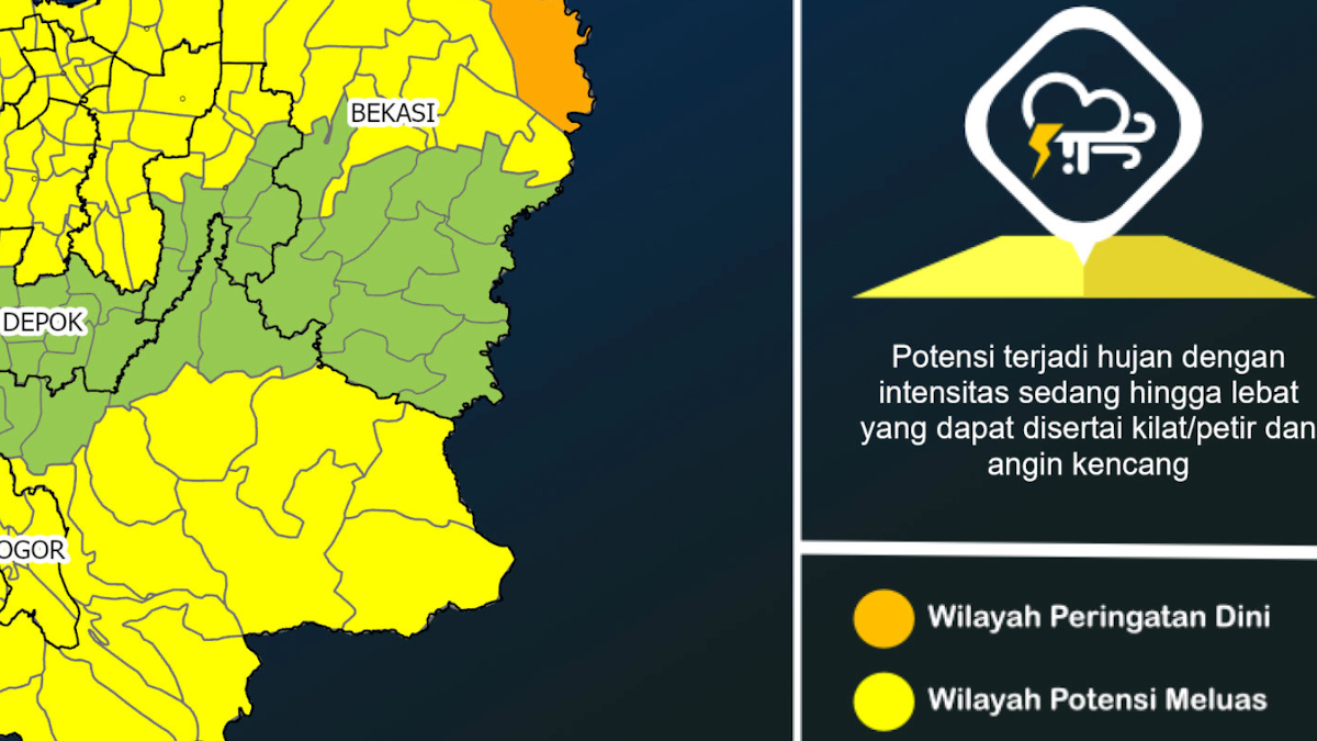 Prediksi cuaca BMKG di Jabodetabek.