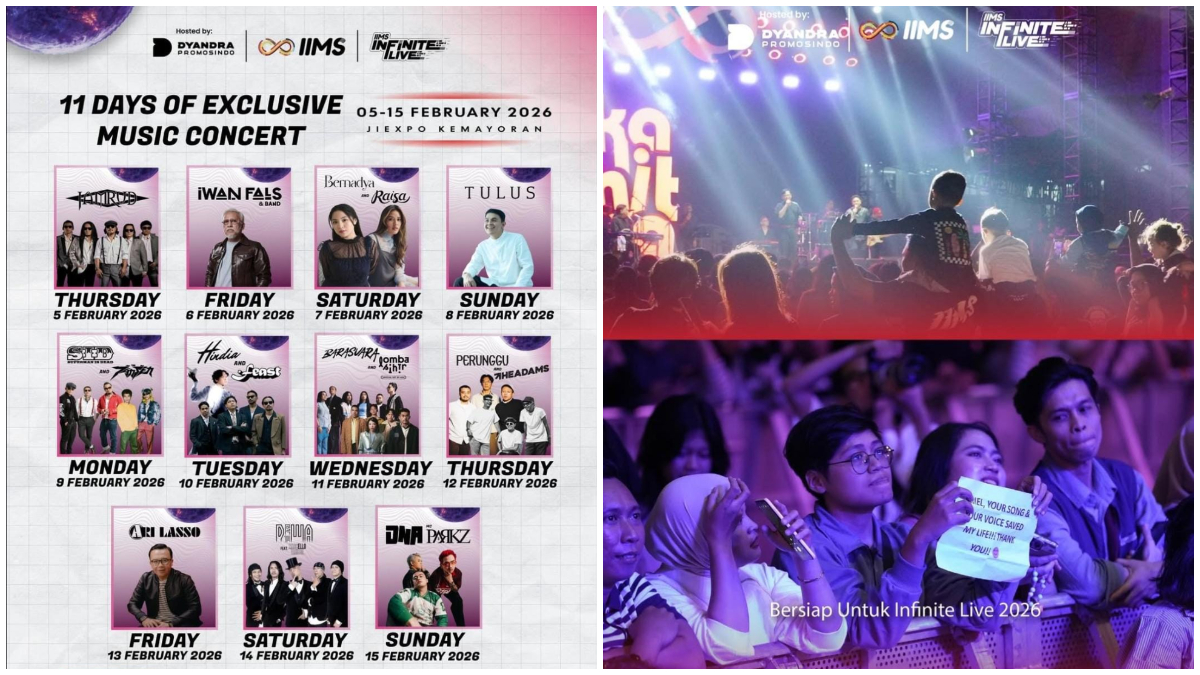 Poster dan suasana konser IIMS Infinite Live 2026.
