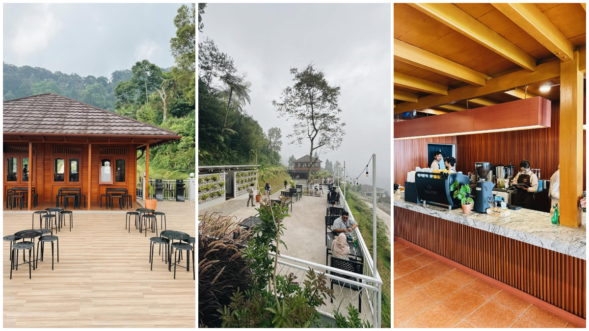 Suasana Mahiran Coffee Resto dengan udara sejuk dan pemandangan hijau khas pegunungan di Kawasan Puncak Bogor.